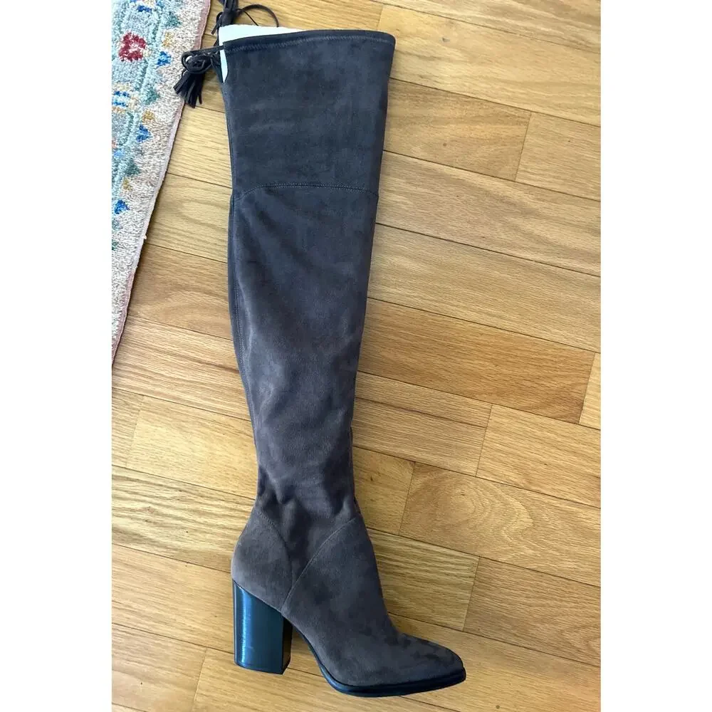 Marc Fisher Grey Faux Suede Over the Knee Heeled Boot